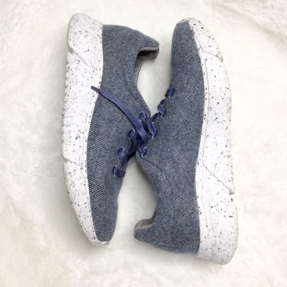 KOEL 100% Merino Wool Sneakers Women's Size 7.5 Blue Sustainable Lace-Up Shoes